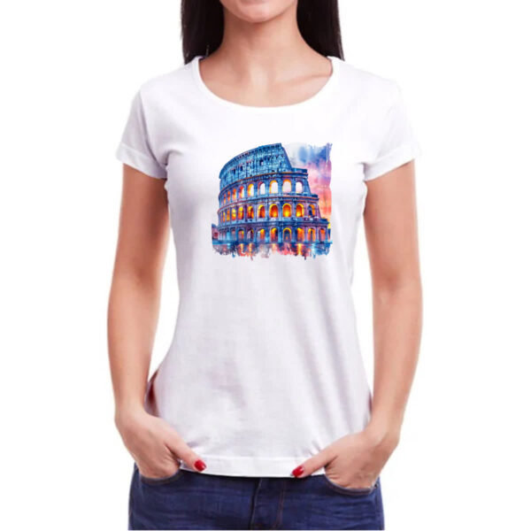 Camiseta Baby Look Coliseu watercolor - Imagem 3