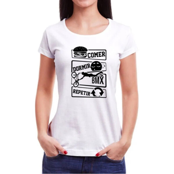 Camiseta Baby Look Comer Dormir BMX Repetir - Imagem 3