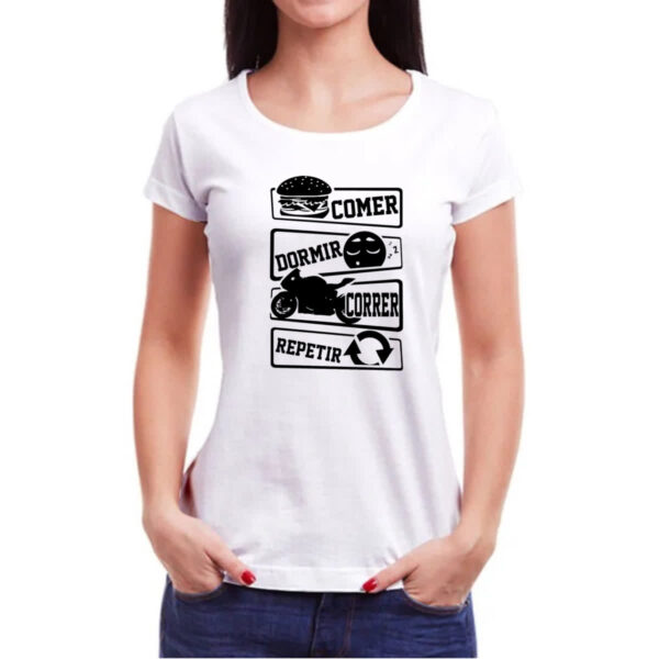Camiseta Baby Look Comer Dormir Correr Repetir - Imagem 3