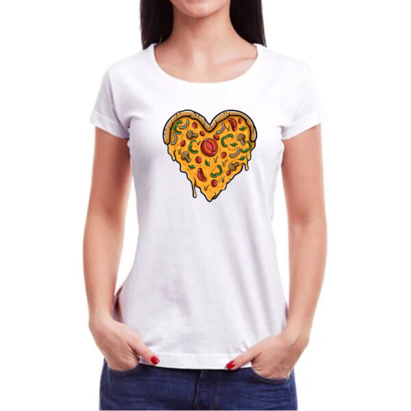 Camiseta Baby Look Coracao de pizza - Imagem 3