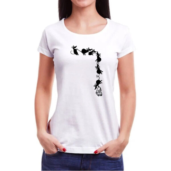 Camiseta Baby Look Corda de ratos roubando queijo - Imagem 3