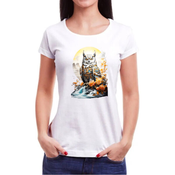 Camiseta Baby Look Coruja do Gelo Sunset - Imagem 3