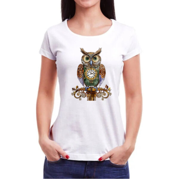 Camiseta Baby Look Coruja maquina do tempo - Imagem 3