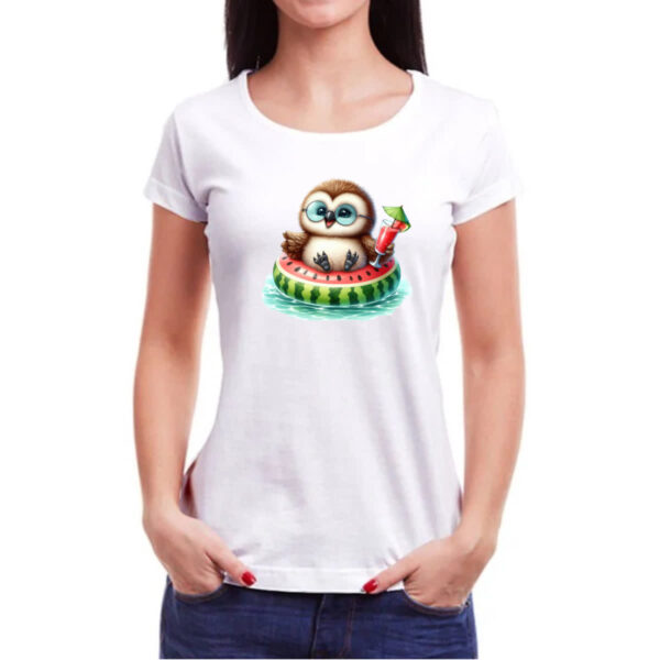 Camiseta Baby Look Coruja na boia - Imagem 3