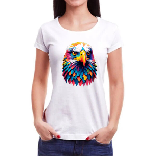 Camiseta Baby Look Aguia colorida color art - Imagem 3