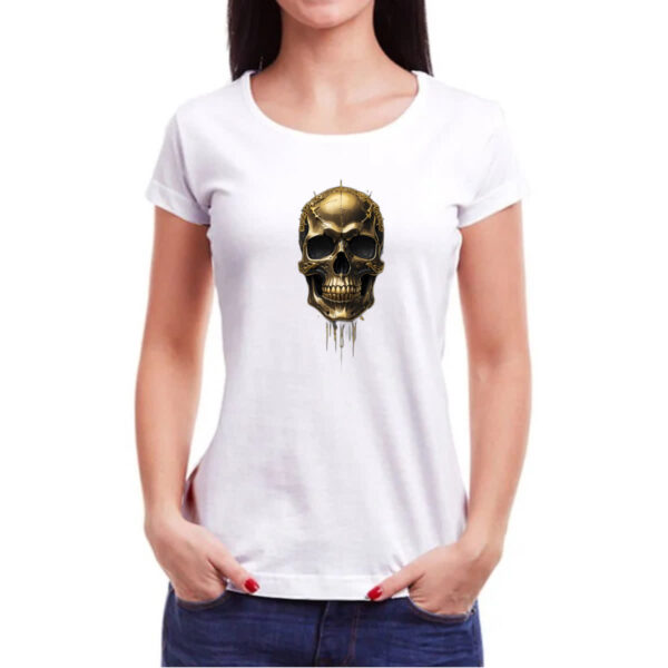 Camiseta Baby Look Cranio de ouro - Imagem 3
