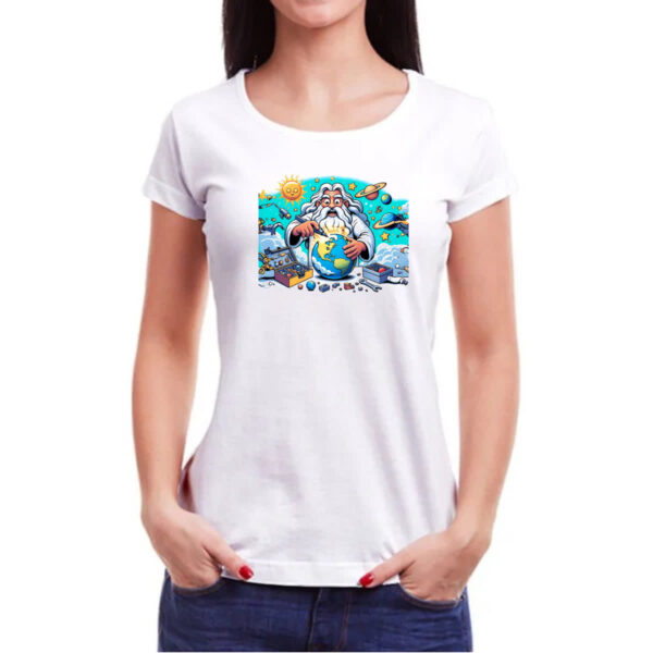 Camiseta Baby Look Deus criando o mundo cartoon - Imagem 3