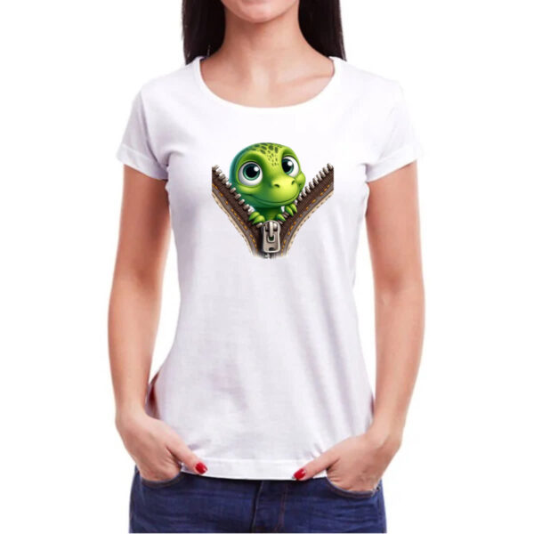 Camiseta Baby Look Dinossauro no ziper - Imagem 3