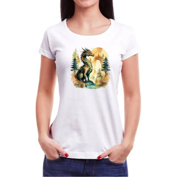Camiseta Baby Look Dragao Floresta Sunset - Imagem 3