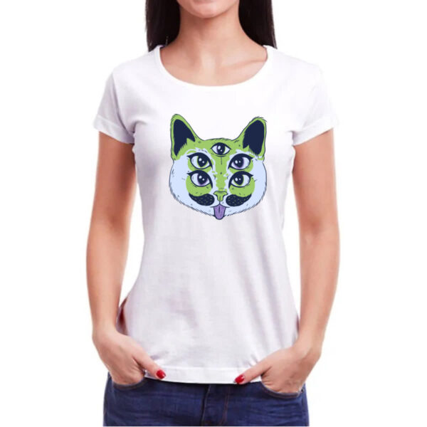 Camiseta Baby Look Alien Cat Gato Alienigena - Imagem 3
