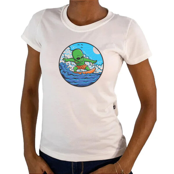 Camiseta Baby Look Alien Surfista - Imagem 4