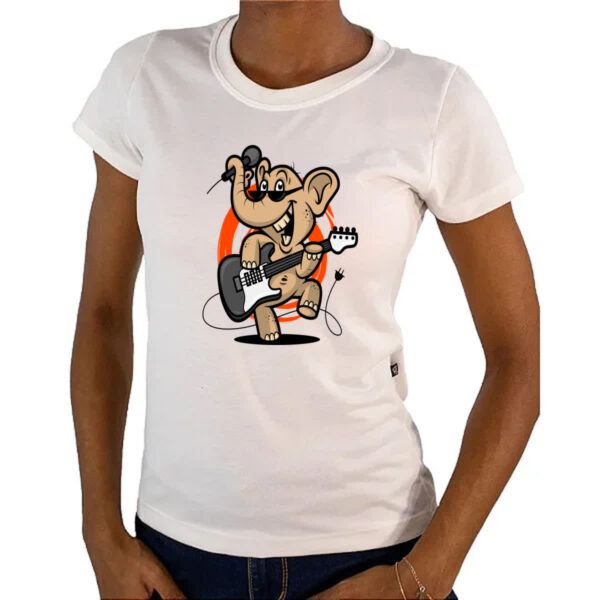 Camiseta Baby Look Elefante Guitarrista - Imagem 4