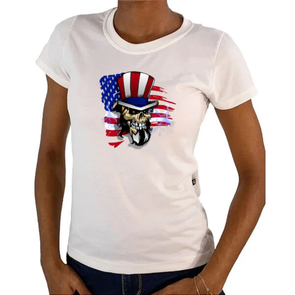 Camiseta Baby Look American Skull - Imagem 4