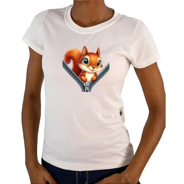 Camiseta Baby Look Esquilo no ziper - Imagem 4