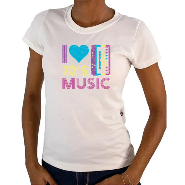 Camiseta Baby Look Eu amo musica anos 70 - Imagem 4