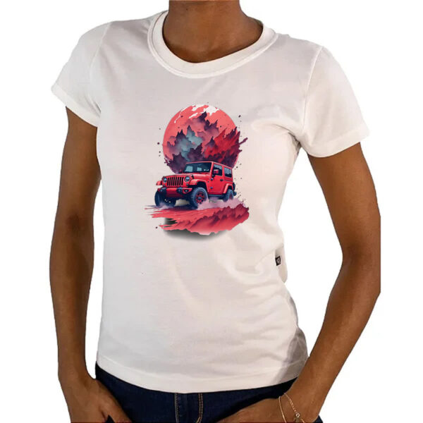 Camiseta Baby Look Jeep Vermelho Sunset Art - Imagem 4
