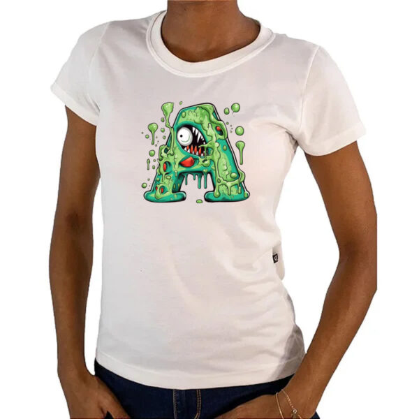Camiseta Baby Look Zumbi Alfabeto Letra A - Imagem 4