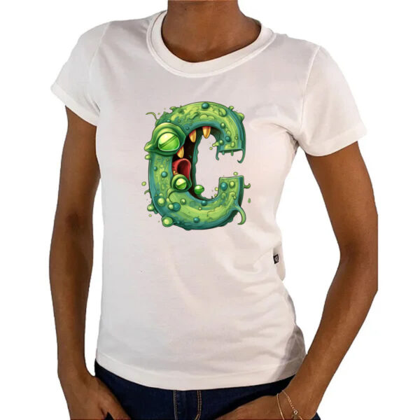 Camiseta Baby Look Zumbi Alfabeto Letra C - Imagem 4