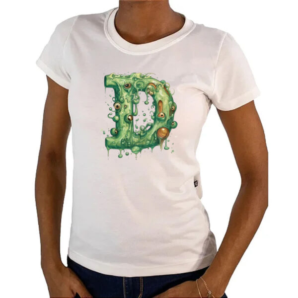 Camiseta Baby Look Zumbi Alfabeto Letra D - Imagem 4