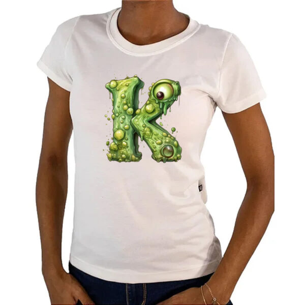 Camiseta Baby Look Zumbi Alfabeto Letra K - Imagem 4