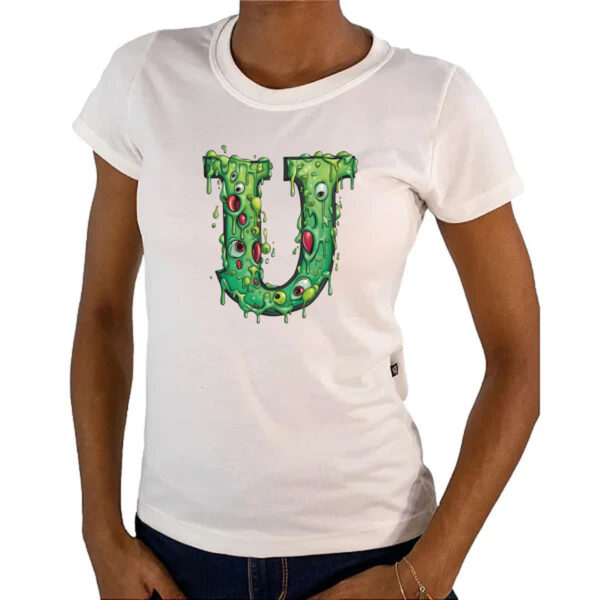 Camiseta Baby Look Zumbi Alfabeto Letra U - Imagem 4