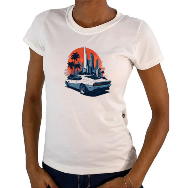 Camiseta Baby Look Ferrari Branca Sunset - Imagem 4