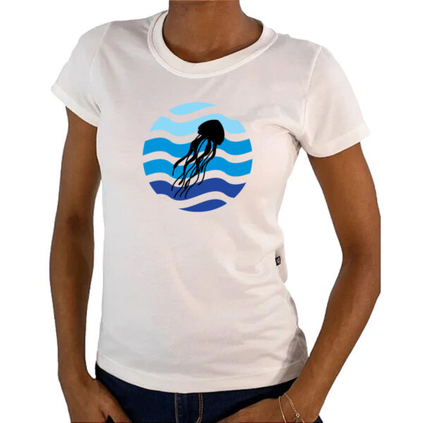Camiseta Baby Look Animais marinhos agua-viva silhueta sunset - Imagem 4