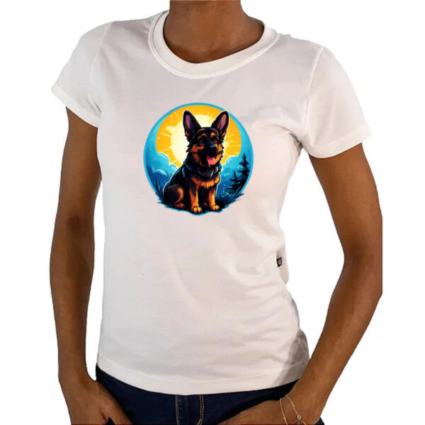 Camiseta Baby Look Filhote pastor alemao sunset art - Imagem 4
