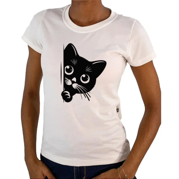 Camiseta Baby Look Gato espiando - Imagem 4