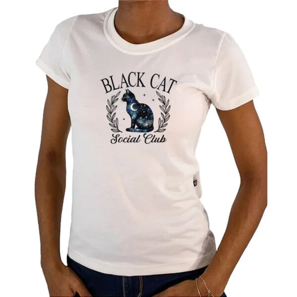 Camiseta Baby Look Gato preto noite social club - Imagem 4