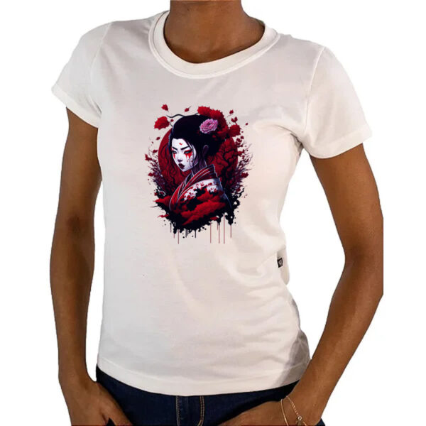 Camiseta Baby Look Geisha dark magic splash - Imagem 4