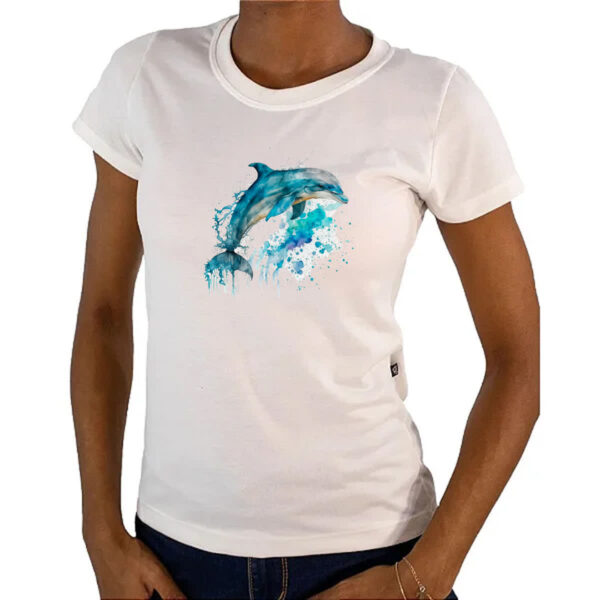 Camiseta Baby Look Golphinho aquarela 02 - Imagem 4