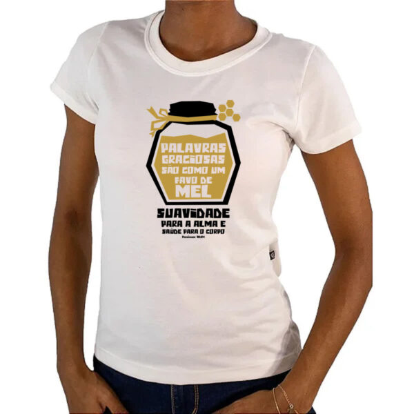 Camiseta Baby Look Gospel Proverbios 16.24 - Imagem 4