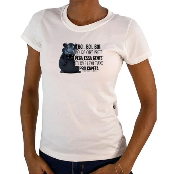 Camiseta Baby Look Ironico Boi da cara preta pega gente falsa - Imagem 4