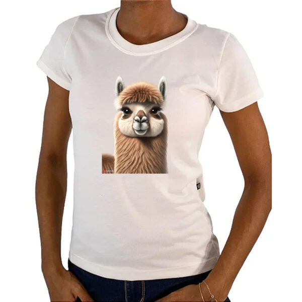 Camiseta Baby Look Lhama rosto deboche - Imagem 4