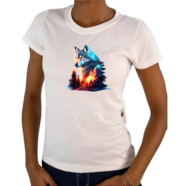 Camiseta Baby Look Lobo brilhante terreno rochoso - Imagem 4