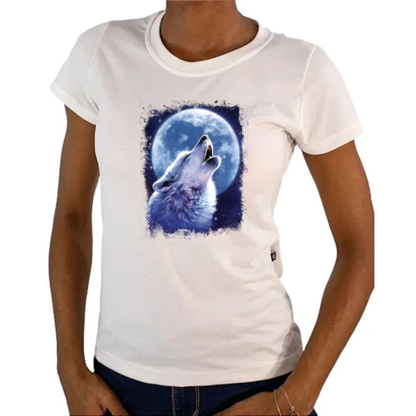 Camiseta Baby Look Lobo uivando ao luar - Imagem 4
