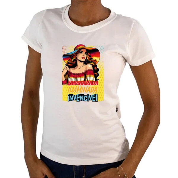 Camiseta Baby Look Mulher invencivel - Imagem 4