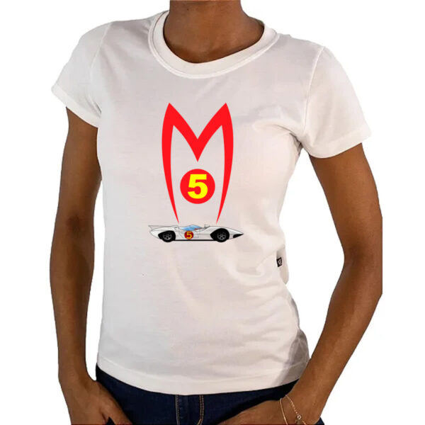 Camiseta Baby Look Mach 5 Logo e carro - Imagem 4