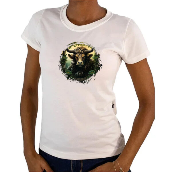 Camiseta Baby Look Minotauro moldurado em folhas - Imagem 4