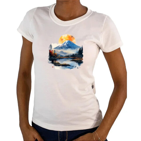 Camiseta Baby Look Monte Fugi watercolor - Imagem 4