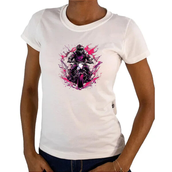 Camiseta Baby Look Moto Rider Splash Art - Imagem 4