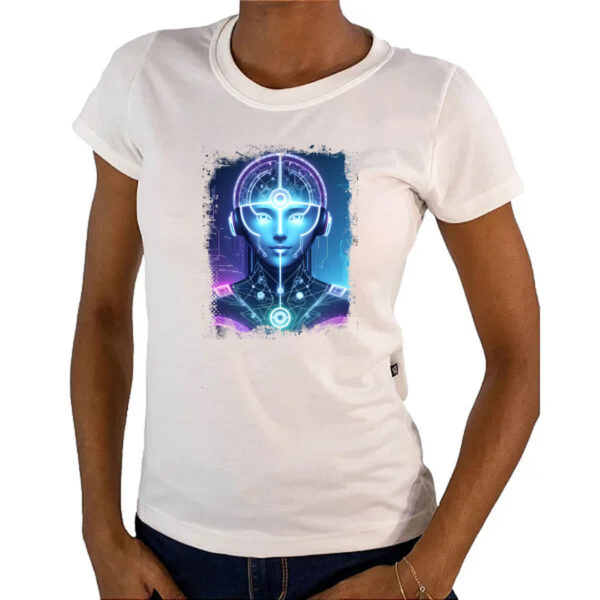 Camiseta Baby Look Mulher Cerebro IA - Imagem 4