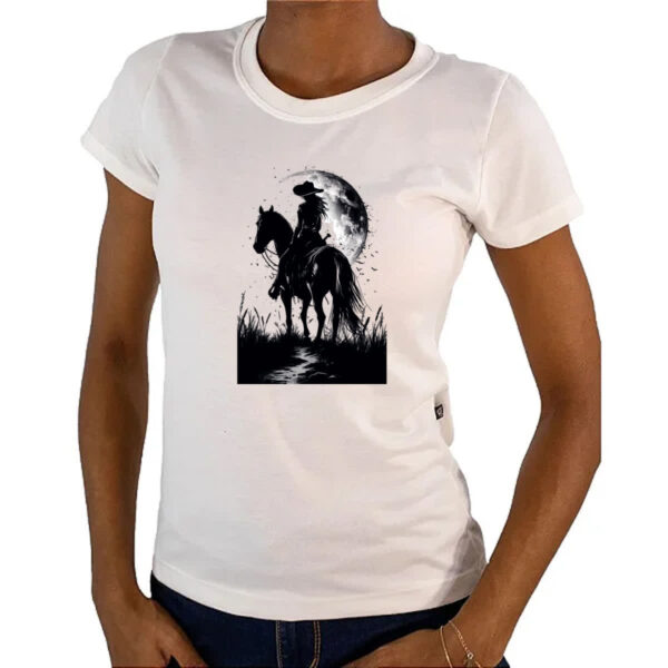 Camiseta Baby Look Mulher cowgirl sunset PB - Imagem 4