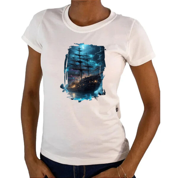 Camiseta Baby Look Navio fantasma - Imagem 4