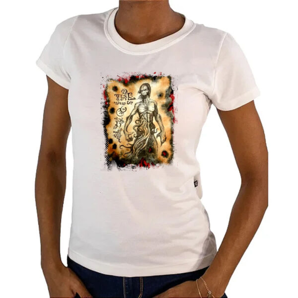Camiseta Baby Look Necronomicon Fragmento Cthulhu Larp - Imagem 4