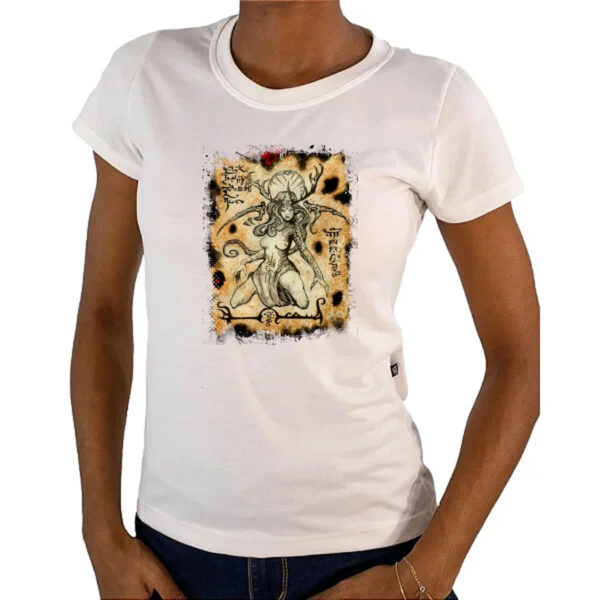 Camiseta Baby Look Necronomicon Fragmento Deusa Hiperboria - Imagem 4