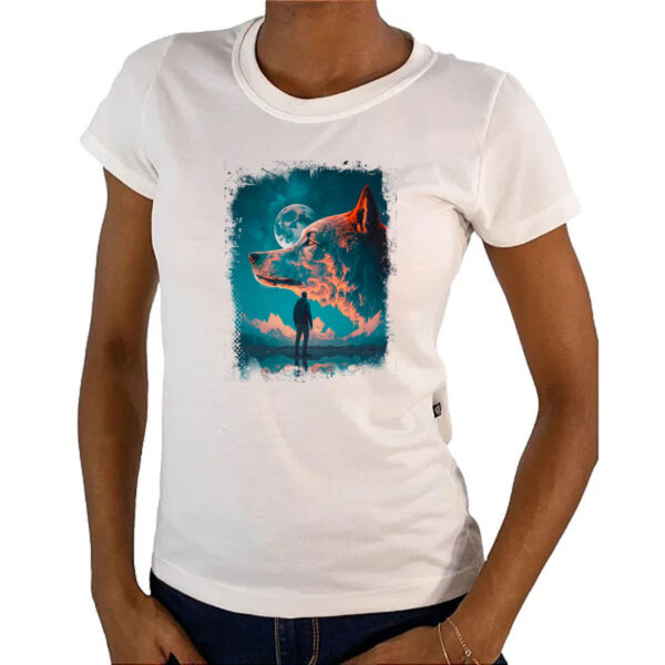 Camiseta Baby Look Nuvens em forma de lobo - Imagem 4
