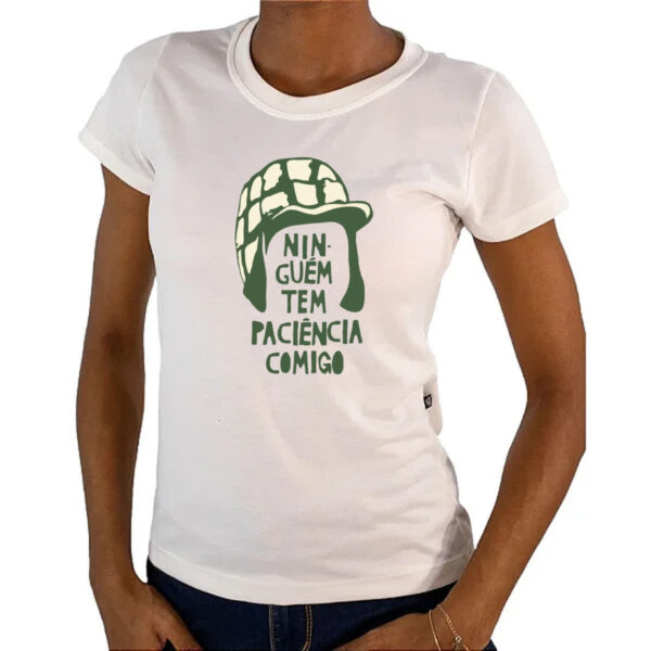Camiseta Baby Look Ninguem tem paciencia comigo - Imagem 4