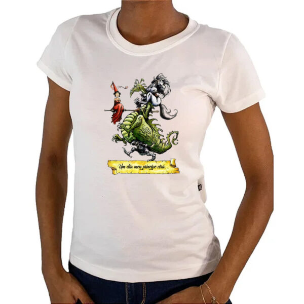 Camiseta Baby Look Um dia meu principe vira - Imagem 4